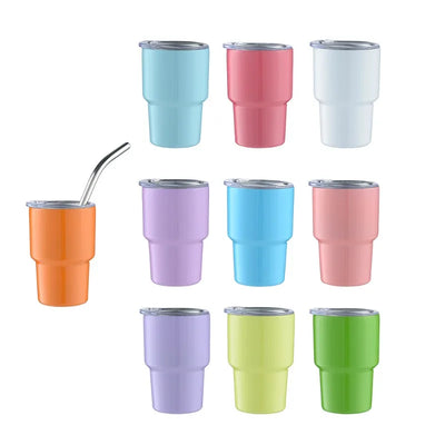 3oz Mini Stainless Steel Tumbler with Lid & Straw | Sublimation-Ready Water Bottle & Metal Shot Glass" - Luxe Ladies Moda