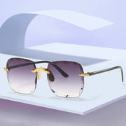 Sunglasses For Women ladies Rimless Sun glasses Diamond cutting Lens Brand Designer Ocean Shades Vintage female glasses eyewear - Luxe Ladies Moda