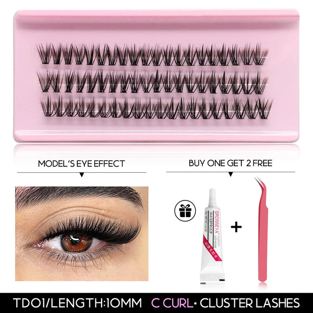 Eyelash Clusters Kit DIY Lash Extension Kit Lash Bond And Seal And Eyelash Tweezers With Waterproof Strong Hold - Luxe Ladies Moda