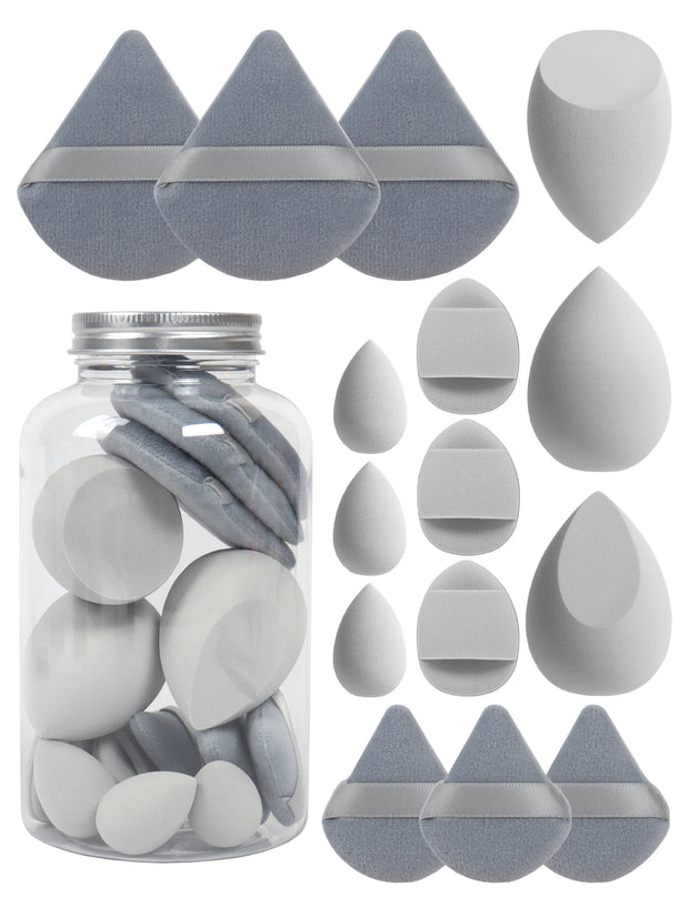 15-Piece Makeup Puff & Sponge Set – Loose Powder Puffs, Mini Makeup Eggs & Air Cushion Applicators - Luxe Ladies Moda