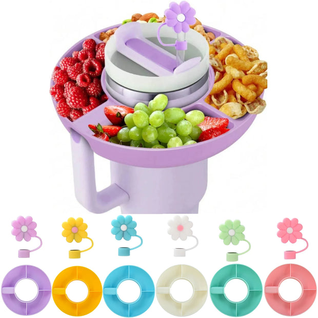 1 Pcs Snack Bowl for Stanley 40oz Tumbler with Handle, Plastic Snack Tray with 4 Compartment Compatible for 40oz with Handle - Luxe Ladies Moda