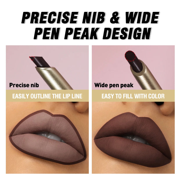 Matte 6-colors Lip Liner Pencil Bevel Design Nib Lip Contour Lipstick Nude Brown Lipstick Pencil Natural Lasting Lipliner Makeup - Luxe Ladies Moda