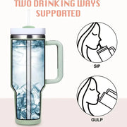 Insulated Cup with Handle Straw 1200ml Stainless Steel Vacuum Insulated Cup Suitable for Car Hot Cold Coffee Beverage Gifts - Luxe Ladies Moda