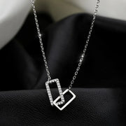 S925 Silver Round Choker Zircon For Women Fashion Chain Minimalist Dainty Double Circle Pendant Necklace Neck Fine Jewelry - Luxe Ladies Moda
