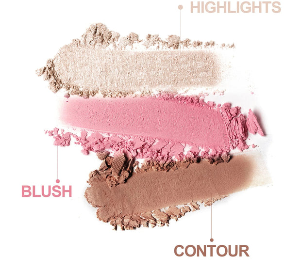 3 In 1 Matte Highlighter Contouring Blush Palette Pearly Shiny Eyeshadow Multifunctional Face Makeup Palette Female Cosmetic