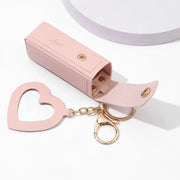 Solid Color Portable Lipstick Bags Wallet Keychain Mini Storage Bag For Women Lipsticks Protective Cover With Mini Makeup Mirror - Luxe Ladies Moda