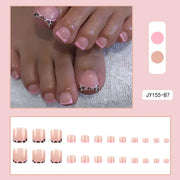 24pcs Fake Toe Nails Press on Toe Nails French Decorated Nail Tips Colorful Summer Toe Nail Art Acrylic Nails for Toe - Luxe Ladies Moda