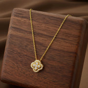 Lucky Four-leaf Clover CZ Necklace For Women's Dynamic Fashion Clavicle Chain Versatile Fashion Accessories - Luxe Ladies Moda
