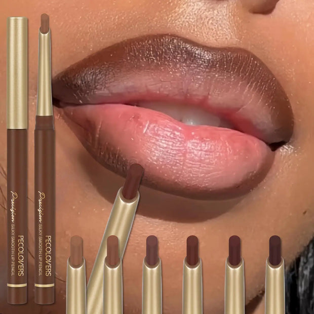 Matte 6-colors Lip Liner Pencil Bevel Design Nib Lip Contour Lipstick Nude Brown Lipstick Pencil Natural Lasting Lipliner Makeup - Luxe Ladies Moda