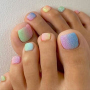 24pcs Fake Toe Nails Press on Toe Nails French Decorated Nail Tips Colorful Summer Toe Nail Art Acrylic Nails for Toe - Luxe Ladies Moda