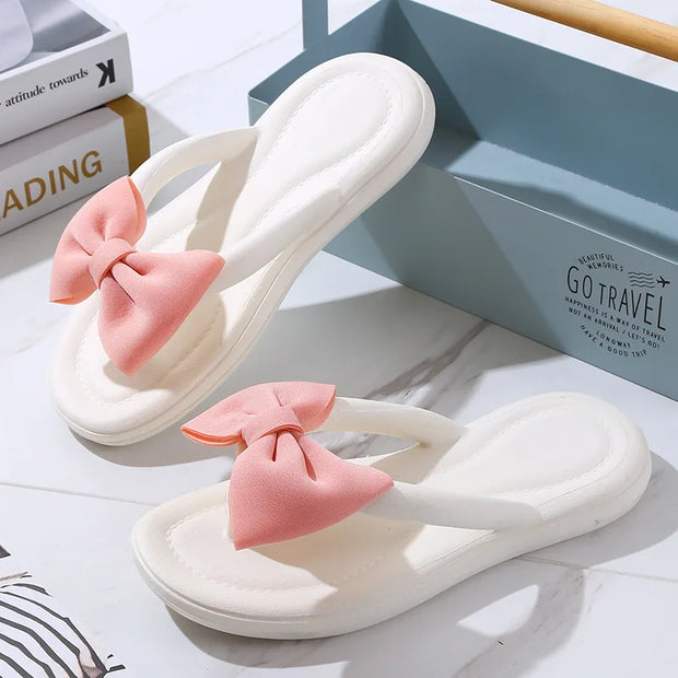 Bow Tie Slippers for Women, Sweet Bow Tie Flip Flops, Outdoor EVA, Non-Slip Beach Shoes, Comfortable Sandals, Summer Fashion - Luxe Ladies Moda