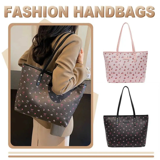 Women PU Simple Carrying Bag Large Capacity Trendy Tote Handbag Zipper Closure Stylish Shoulder Purse Soft Commuting Bag - Luxe Ladies Moda