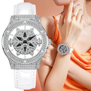 Snowflake Dial Leather Watch - Luxe Ladies Moda