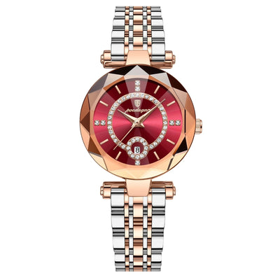 Luxury Women's Diamond Quartz Watch – Waterproof, Stainless Steel, Date Display, Elegant Timepiece with Box - Luxe Ladies Moda