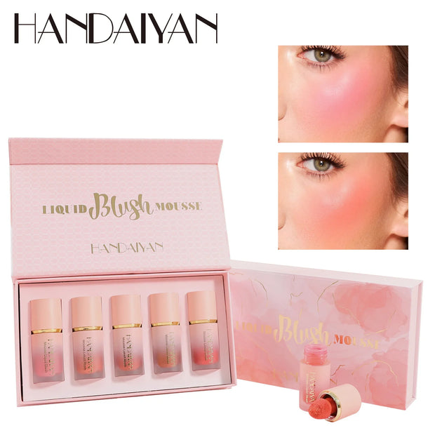 Liquid Blush Set with Sponge Tip Easy to Wear High Pigment Long Lasting Makeup Blusher For Cheek And Lip Gift Box Kit - Luxe Ladies Moda