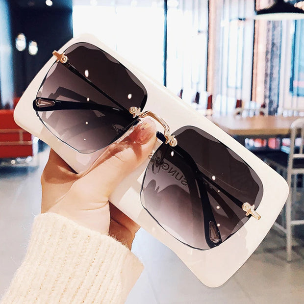 Sunglasses For Women ladies Rimless Sun glasses Diamond cutting Lens Brand Designer Ocean Shades Vintage female glasses eyewear - Luxe Ladies Moda
