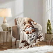 Cozy Gnome and Coffee Print Flannel Blankets - Soft, Warm Sofas, Office Beds, Camping Blankets - Versatile All-season Gifts