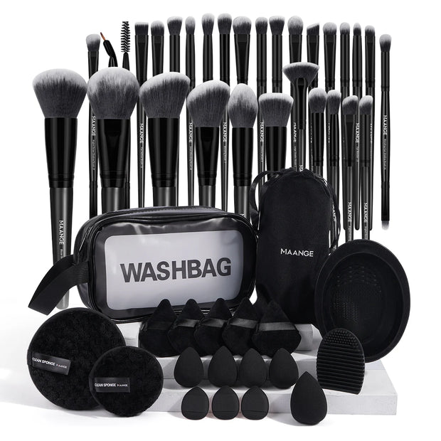 Professional Makeup Tools Kit 30PCS Foundation Makeup Brush Set 15PCS Makeup Sponge Removal Puff Cleaning Bowl for Travel - Luxe Ladies Moda