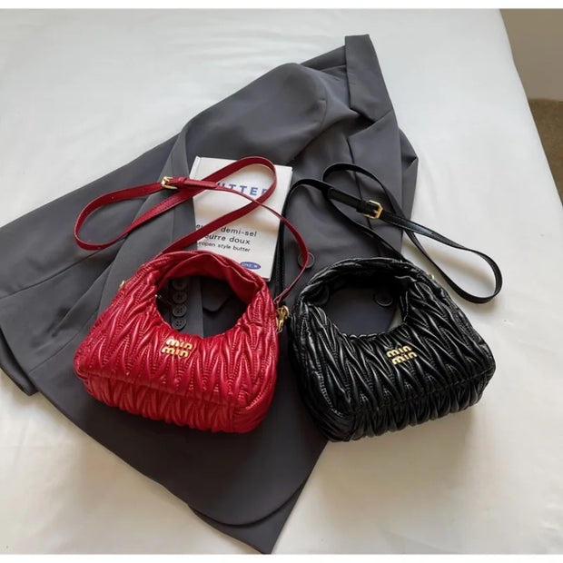 Chic Solid Color Crossbody Bag – Textured Leather Handbag with Adjustable Strap