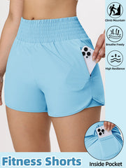 Women Side Zippered Pocket With Inner Lining Shorts Quick Drying Running Fitness Yoga Leisure Sport Shorts - Luxe Ladies Moda