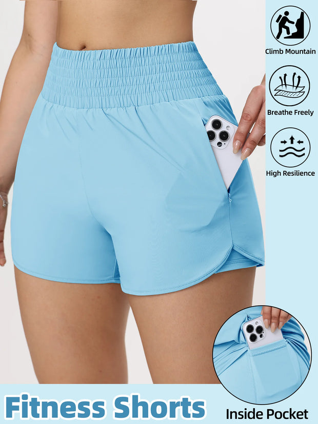 Women Side Zippered Pocket With Inner Lining Shorts Quick Drying Running Fitness Yoga Leisure Sport Shorts - Luxe Ladies Moda