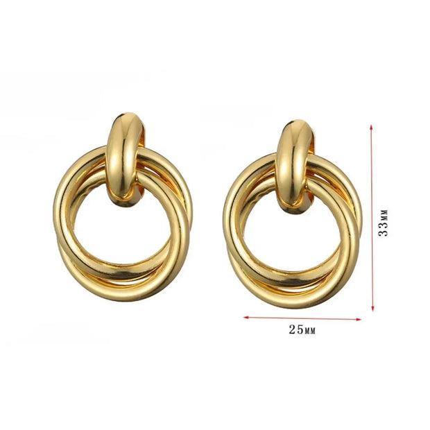 Classic Gold Color Geometric Irregular Stud Earrings for Women Design Sense Knot Piercing Earring Fashion Jewelry - Luxe Ladies Moda