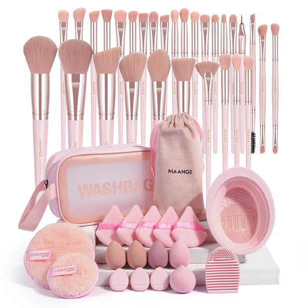 Professional Makeup Tools Kit 30PCS Foundation Makeup Brush Set 15PCS Makeup Sponge Removal Puff Cleaning Bowl for Travel - Luxe Ladies Moda