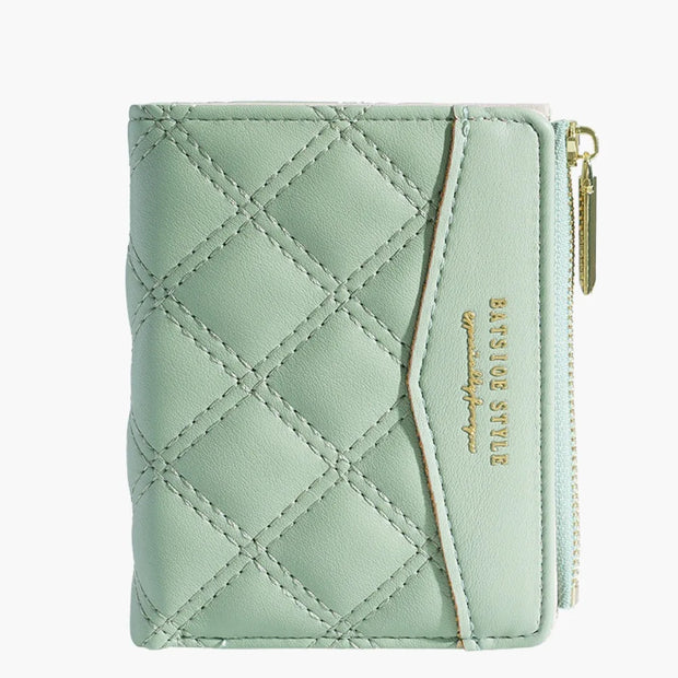 Embroidery Coin Purse Women Wallet Ladies PU Leather Solid Color Short Wallet Zipper Card Bag Card Holder Student Money Bag - Luxe Ladies Moda