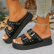 Summer Fashion Comfortable Women's Slippers Roman Metal Breathable Thick Sole Round Head Walking Casual Shoes - Luxe Ladies Moda