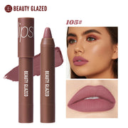 Beauty Glazed Matte Lipstick Pencil Waterproof Long Lasting Lip Balm 12 Colors Velvet Lip Liner Pen Lips Makeup Women Cosmetics - Luxe Ladies Moda