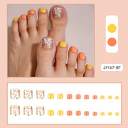 24pcs Fake Toe Nails Press on Toe Nails French Decorated Nail Tips Colorful Summer Toe Nail Art Acrylic Nails for Toe - Luxe Ladies Moda