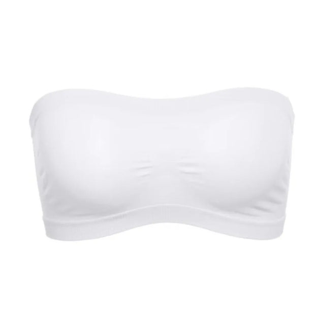 Ladies’ Stretch Strapless Bra Chest Wrap Bandeau Unlined Seamless Fashionable Breathless Soft Bra Suitable For One-Shoulder Tops - Luxe Ladies Moda