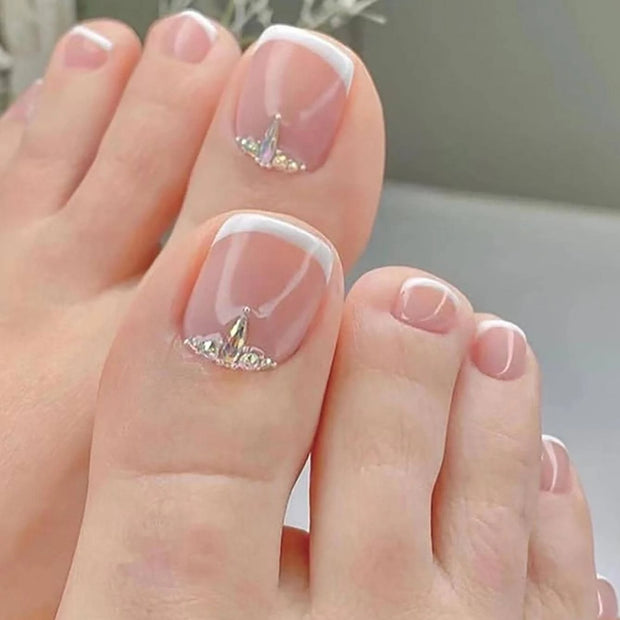 24 PCS Red/White/Black/Yellow/Wine Red Toenails Fake Toe Nails Natural -Solid Color Square Press on Toenails Short - Luxe Ladies Moda