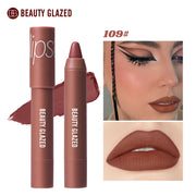 Beauty Glazed Matte Lipstick Pencil Waterproof Long Lasting Lip Balm 12 Colors Velvet Lip Liner Pen Lips Makeup Women Cosmetics - Luxe Ladies Moda