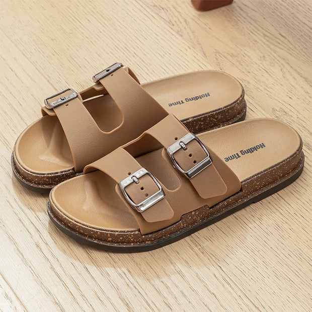 Double Strap Women's Slippers Summer Adjustable Soft Sole Shoes Outdoor Fashion Flat Bottom Sandals Women - Luxe Ladies Moda