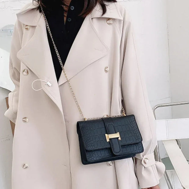 Tote Handbags Chains Shopper Clutch Handbag Winter Large Shoulder Bags for Women Stone Pattern PU Leather Crossbody Bags - Luxe Ladies Moda