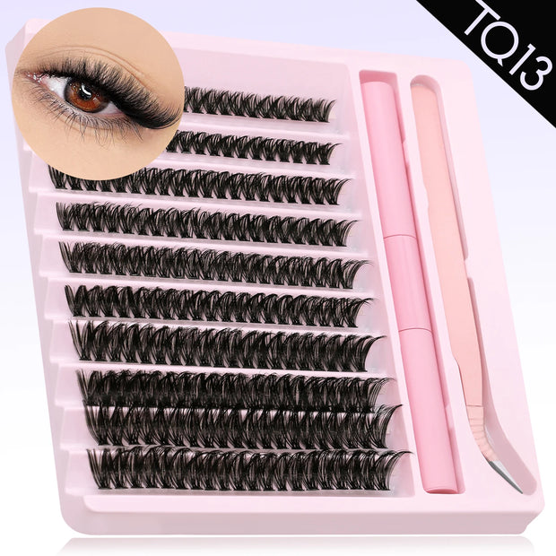 Eyelash Clusters Kit DIY Lash Extension Kit Lash Bond And Seal And Eyelash Tweezers With Waterproof Strong Hold - Luxe Ladies Moda