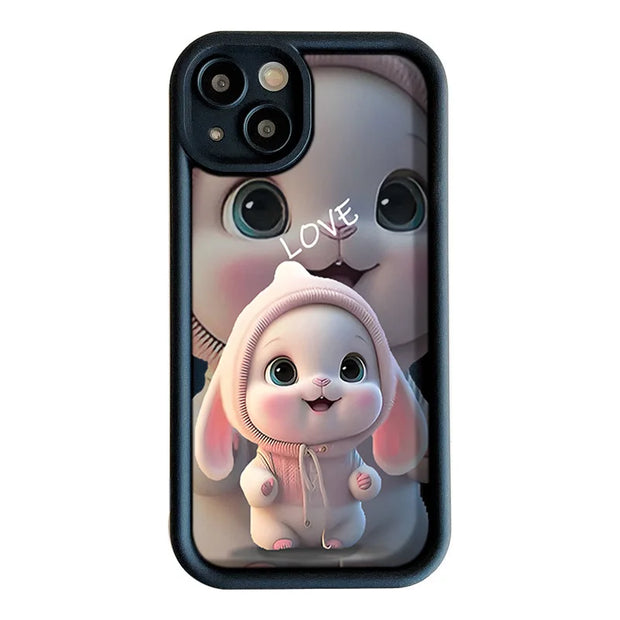 Lovely Pink Rabbit Silicone Case For Samsung Galaxy S24 S23 Ultra S22 S21 Plus S20 FE A12 A32 A52 A52S A23 A33 A53 A14 A34 A54 - Luxe Ladies Moda