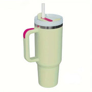 40oz 304 Straw For Sport Stainless Steel Insulated Water Bottle Thermal Coffee Car Cup Cold Hot Mugs Vacuum Flask With Handle - Luxe Ladies Moda