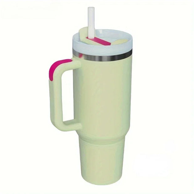 40oz 304 Straw For Sport Stainless Steel Insulated Water Bottle Thermal Coffee Car Cup Cold Hot Mugs Vacuum Flask With Handle - Luxe Ladies Moda