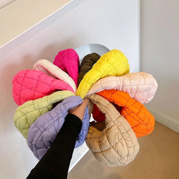 Mini Cloud Pleated Bags for Women Casual Quilted Handbag Nylon Padded Handle Bags Luxury Soft Puffy Bag Designer Underarm Bag - Luxe Ladies Moda