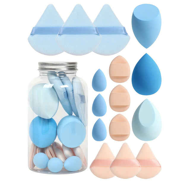 15-Piece Makeup Puff & Sponge Set – Loose Powder Puffs, Mini Makeup Eggs & Air Cushion Applicators - Luxe Ladies Moda