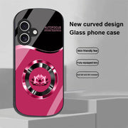 Circle Lotus White For Apple IPhone 16 11 13 15 14 Pro Max 12 Mini 7 8 Plus XR X XS Elliptical Shaped Tempered Glass Phone Case - Luxe Ladies Moda