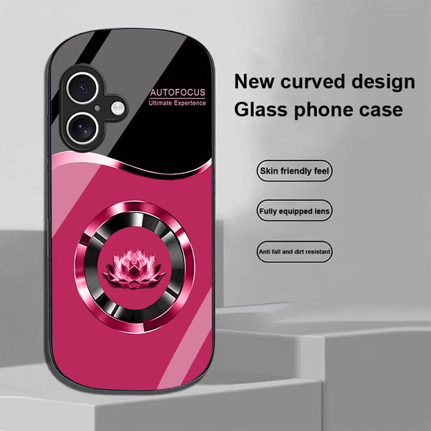 Circle Lotus White For Apple IPhone 16 11 13 15 14 Pro Max 12 Mini 7 8 Plus XR X XS Elliptical Shaped Tempered Glass Phone Case - Luxe Ladies Moda