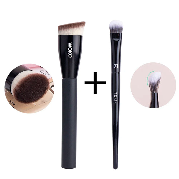 Flat Top Foundation Makeup Brushes Flat Angled Synthetic Hair Face Contour Foundation Liquid Cream Bronzer Buffing Makeup Tool - Luxe Ladies Moda