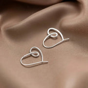 S925 Sterling Silver Single Wire Twisted Heart Shape Hook Earrings Women's Earrings Valentine's Day Gift Box 1.3g/0.046oz