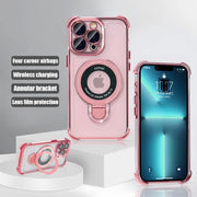 New Strong Magsafe Magnetic Ring Stand for iPhone 16 15 14 13 11 12 Pro Max Plus Military Shockproof Slim Plating Clear Cover - Luxe Ladies Moda