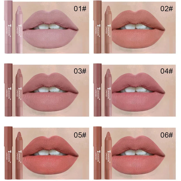 Nude Series Velvet Matte Lipstick Pencil Waterproof Long Lasting Red Lip Stick Non-Stick Cup Makeup Lip Tint Pen Cosmetic Makeup - Luxe Ladies Moda