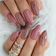 24pcs Detachable Almond French False Nails DIY Glitter Design Press on Nails Fake Nials DIY Manicure Nail Tips - Luxe Ladies Moda