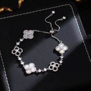 Fashion New Shell Stone Crystal Pink Flower Bracelet for Women Personalized Stainless Steel Cuff Bracelet Jewelry Accessories - Luxe Ladies Moda